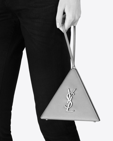 SAINT LAURENT Mini bags box Woman Pyramid clutch in black leather y_V4